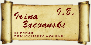 Irina Bačvanski vizit kartica